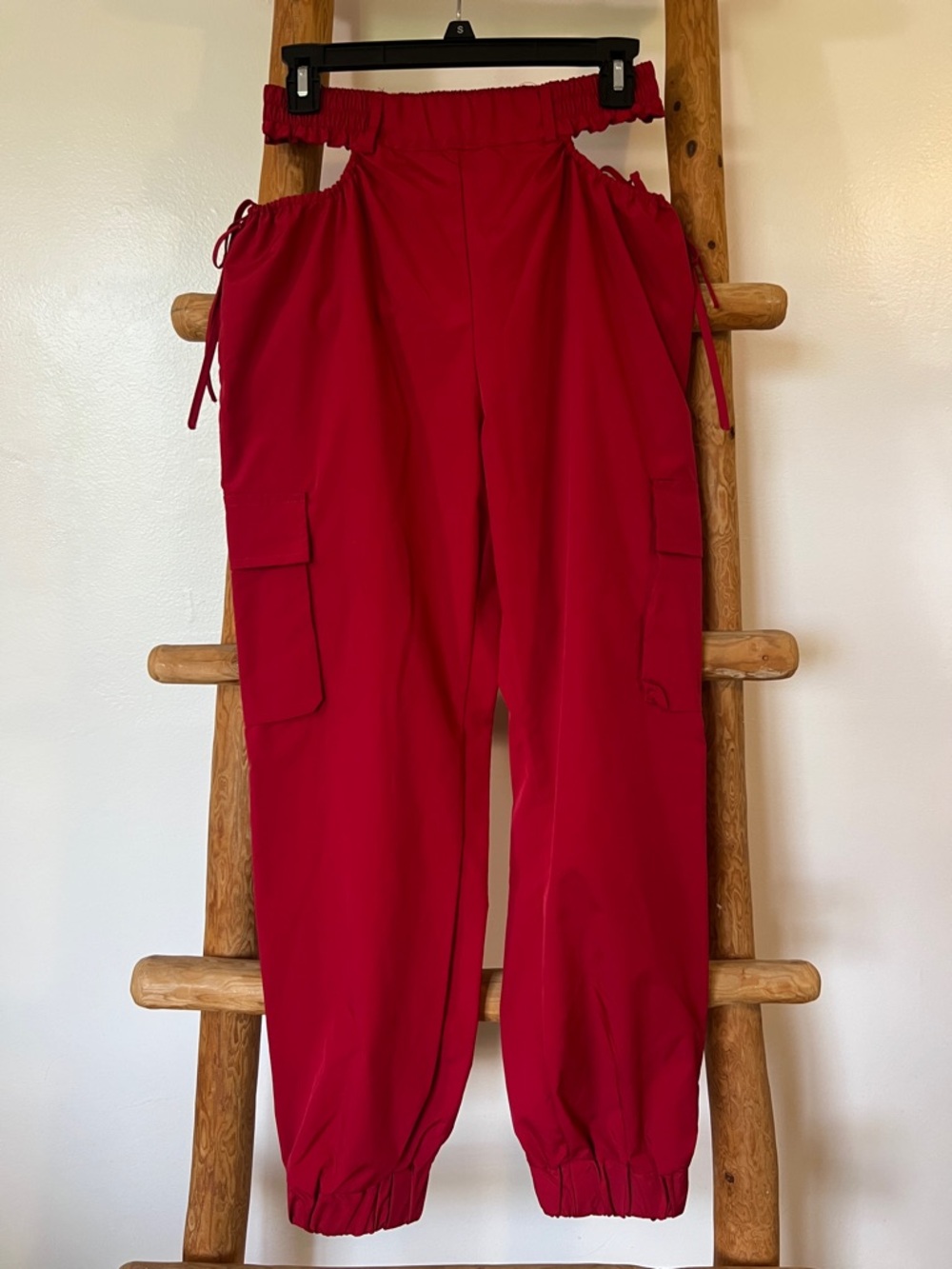 SHEIN Red Cargo Jogger Pants